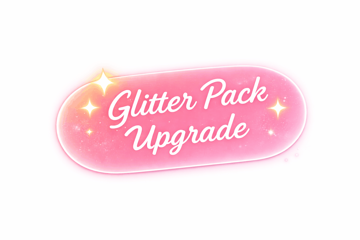 Glitter Pack Upgrade icon with sparkling glitter and shimmer effects enhancing custom creations