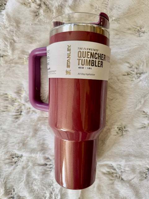 The Sassy Quencher 40oz tumbler in luxurious colors, double-wall stainless steel, keeps drinks cold in Australia
