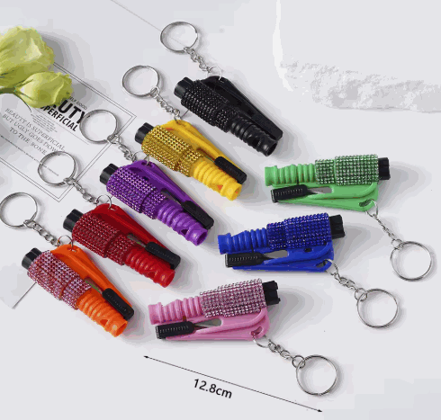 Bling Window Breaker with rhinestone finish and seatbelt cutter for emergency safety
