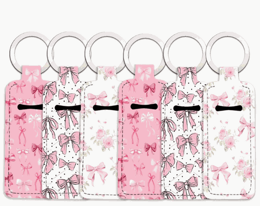 Cute pattern hand sanitizer keychain holder with fun designs for bags and keys