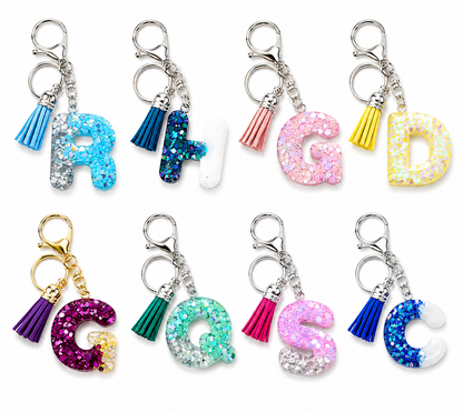 Resin Letter Keychain with Tassel — Handmade by Safe & Sassy