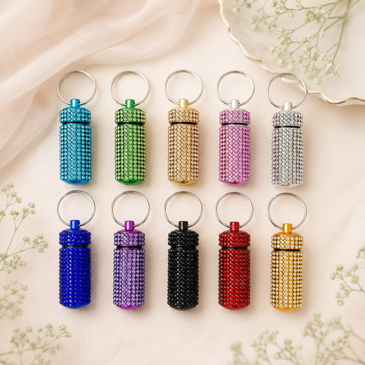 Bling Pill Storage Keychain
