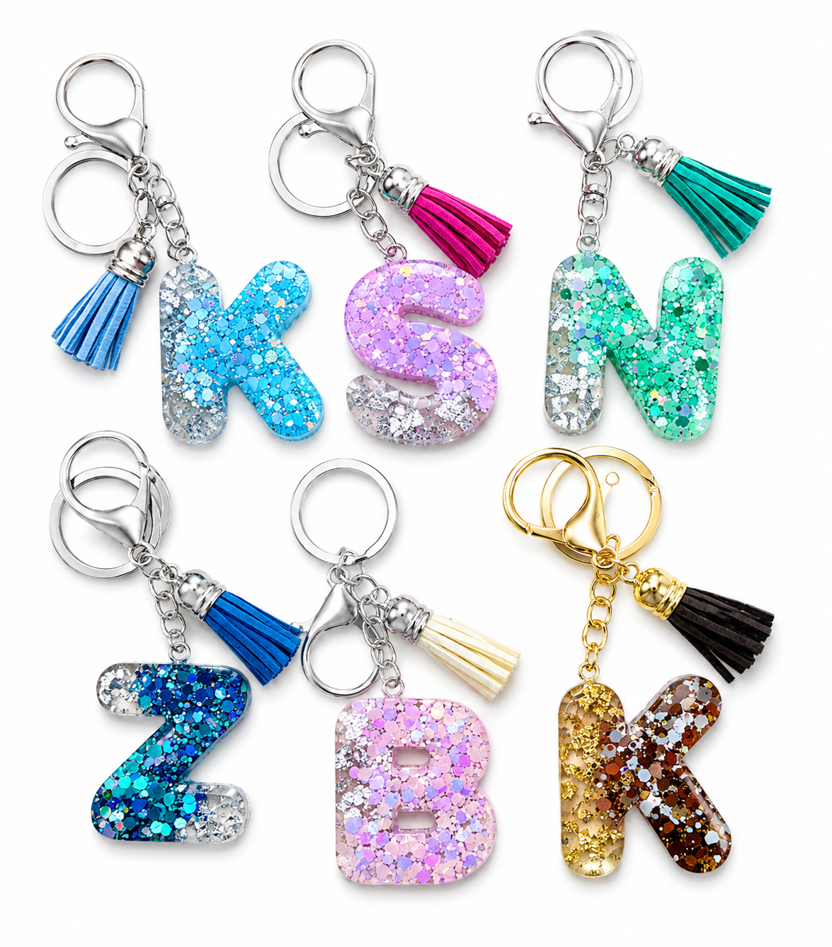 Resin Letter Keychain with Tassel — Handmade by Safe & Sassy