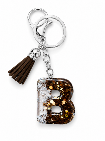 Resin Letter Keychain with Tassel — Handmade by Safe & Sassy