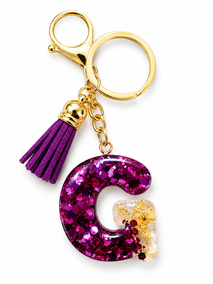 Resin Letter Keychain with Tassel — Handmade by Safe & Sassy