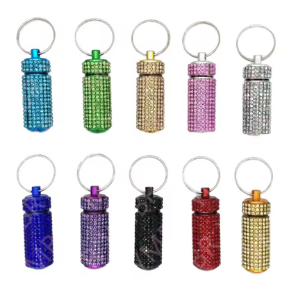 Bling Pill Storage Keychain