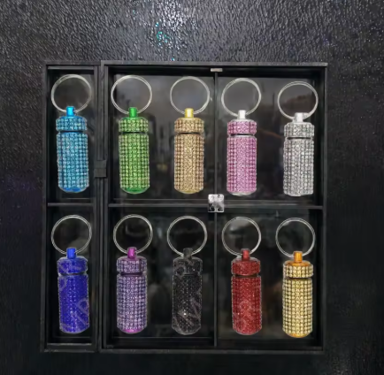 Bling Pill Storage Keychain