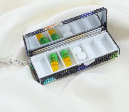 Large Bling Pill Box Keychain