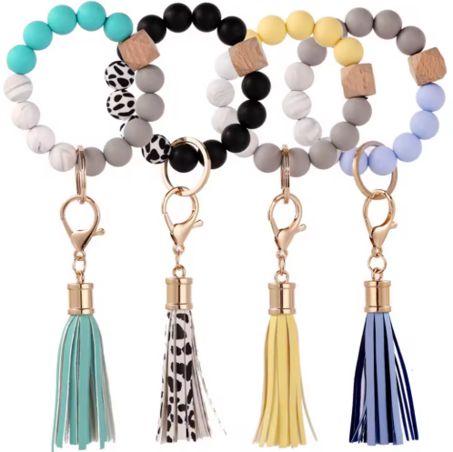 Silicone Bead Wristlet Keychain