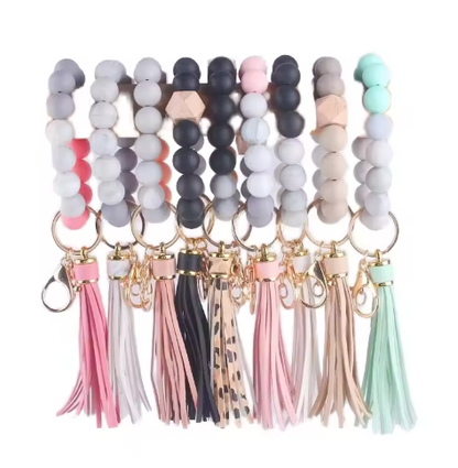 Silicone Bead Wristlet Keychain