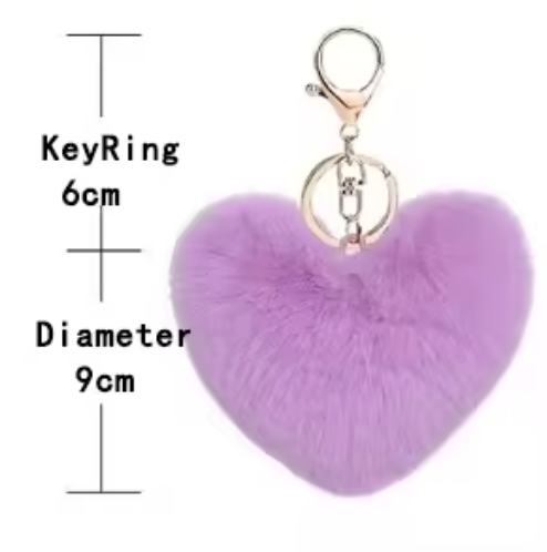 Fluffy Pom Pom Heart Keychain