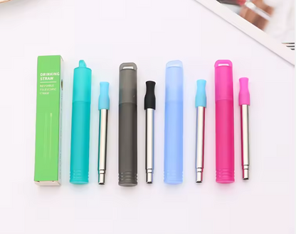 ✨ Reusable Telescopic Travel Straw Set – With Cleaner ✨
