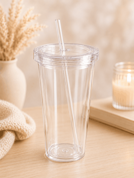 Custom wrap snow globe tumblers with glitter swirl and reusable straw
