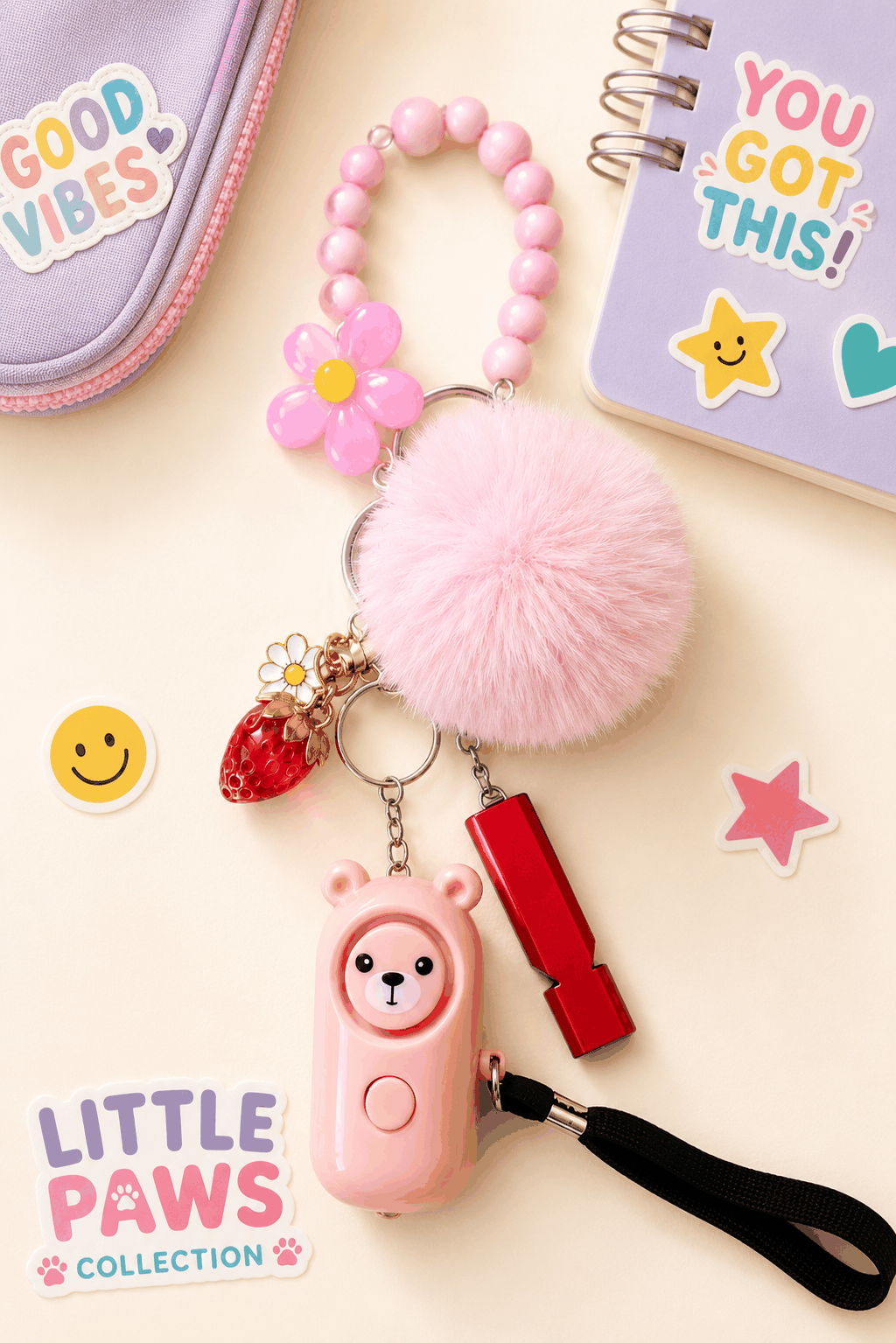 Little Paws Edition kids safety pack for girls aged 7 to 12 with alarm and accessories