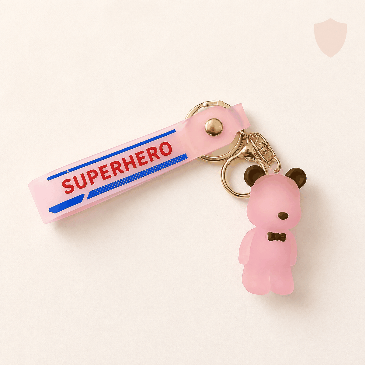 S&S Superhero Bear Keychain in matte rubber with gold clasp